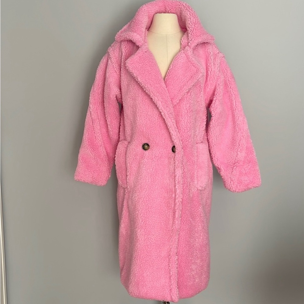 Fashion Nova, Pink Oversized teddy bear coat size S/M - Picture 7 of 9